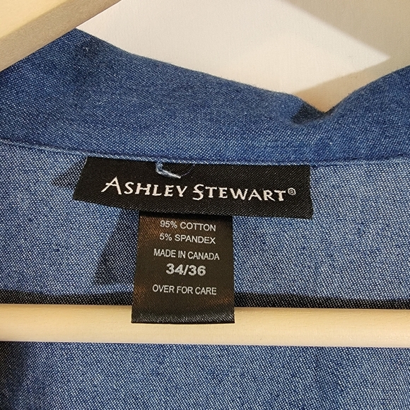 Ashley Stewart Plus Size Blue Denim Button-Up Shirt Dress Sz 34/36 Minimalist - Picture 10 of 12